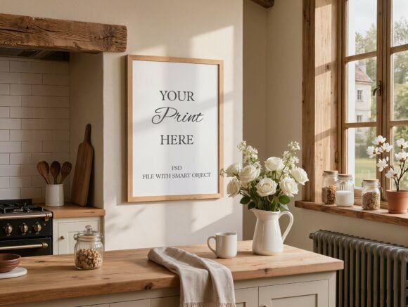 Download Farmhouse Kitchen Vertical Frame Mockup - Frame mockup Collection