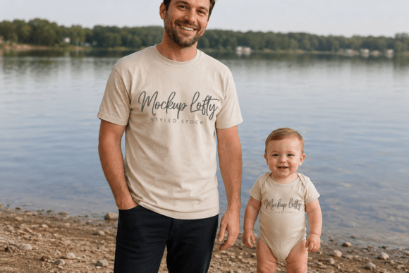 Download Daddy and Me Gildan 5000 Sand Mockup 17 - Sand mockup Collection