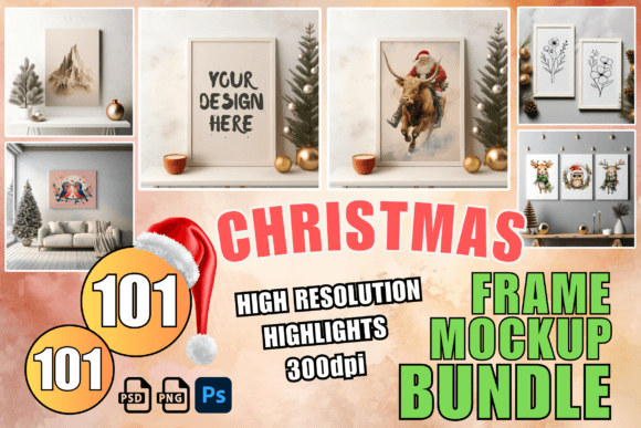 Download Christmas Frame Mockup PSD Canvas&nbsp; - Frame mockup Collection