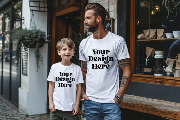 Download Gildan 5000 Dad &amp; Son White Shirt Mockup - White shirt mockup Collection