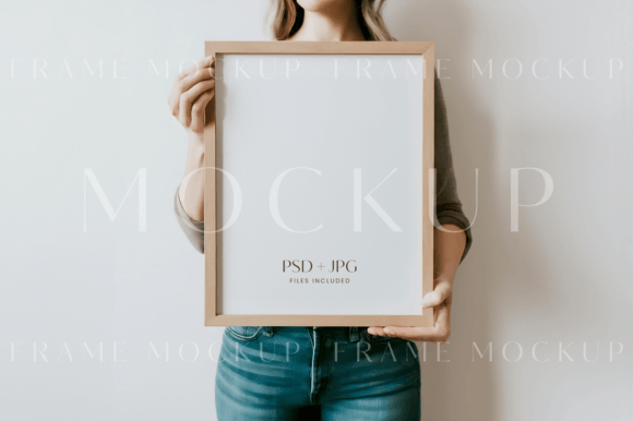 Download Modern Woman Holding 11x14 Frame Mockup - Frame mockup Collection