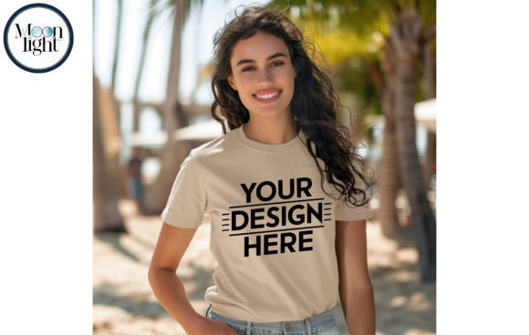 Download Gildan 64000 T-shirt,woman,sand Mockup 12 - Premium Resources