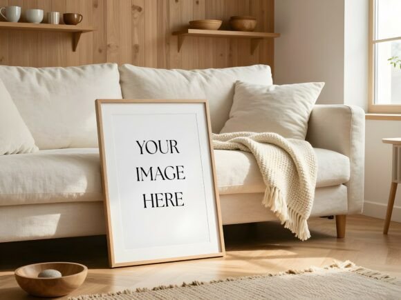 Download Cozy Living Room Floor Frame Mockup - Premium Resources