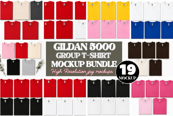 Download Gildan 5000 Group T-Shirt Mockup Bundle - Premium Bundle