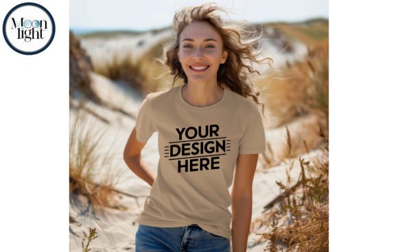Download Gildan 64000 T-shirt,woman,sand Mockup 17 - Sand mockup Collection