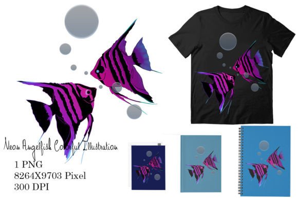 Download Neon Angelfish Colorful Illustration - Premium Resources